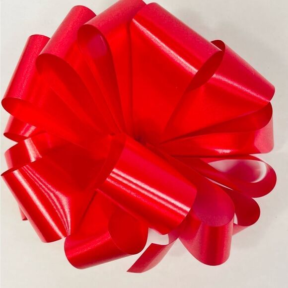RED SATIN NOTCHED HANK BOW 5” CASE OF 100 - Picture 1 of 4